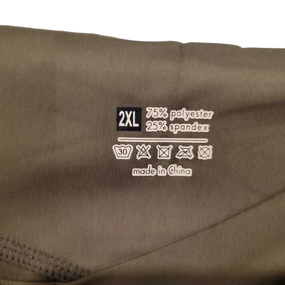 Women Flare Yoga Pant Crossover Waist/Pockets/Split Leg Size 2XL Green - Picture 6 of 8